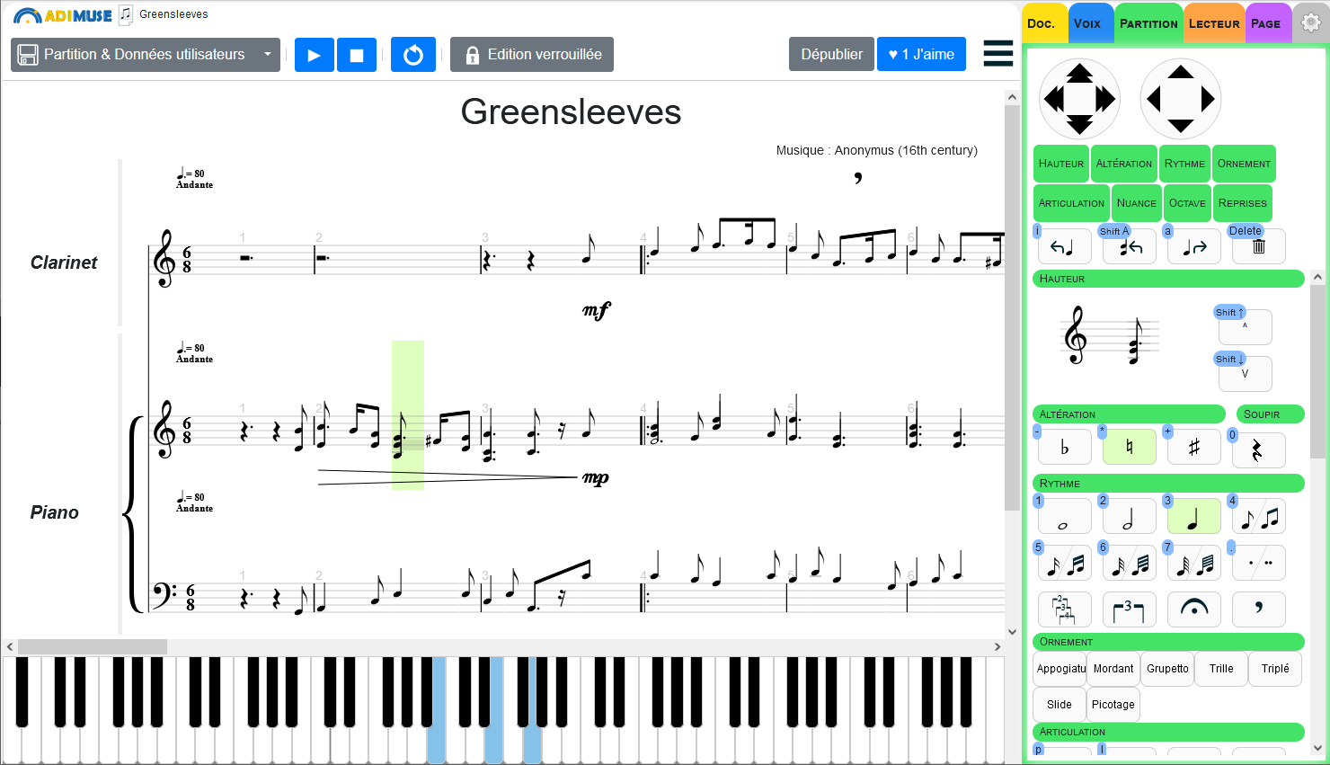 Adimuse, un éditeur de partition en ligne gratuit